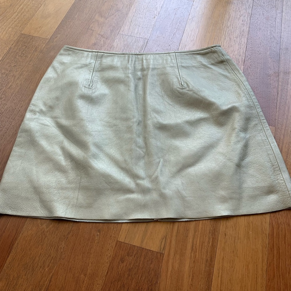 light gold genuine leather mini skirt